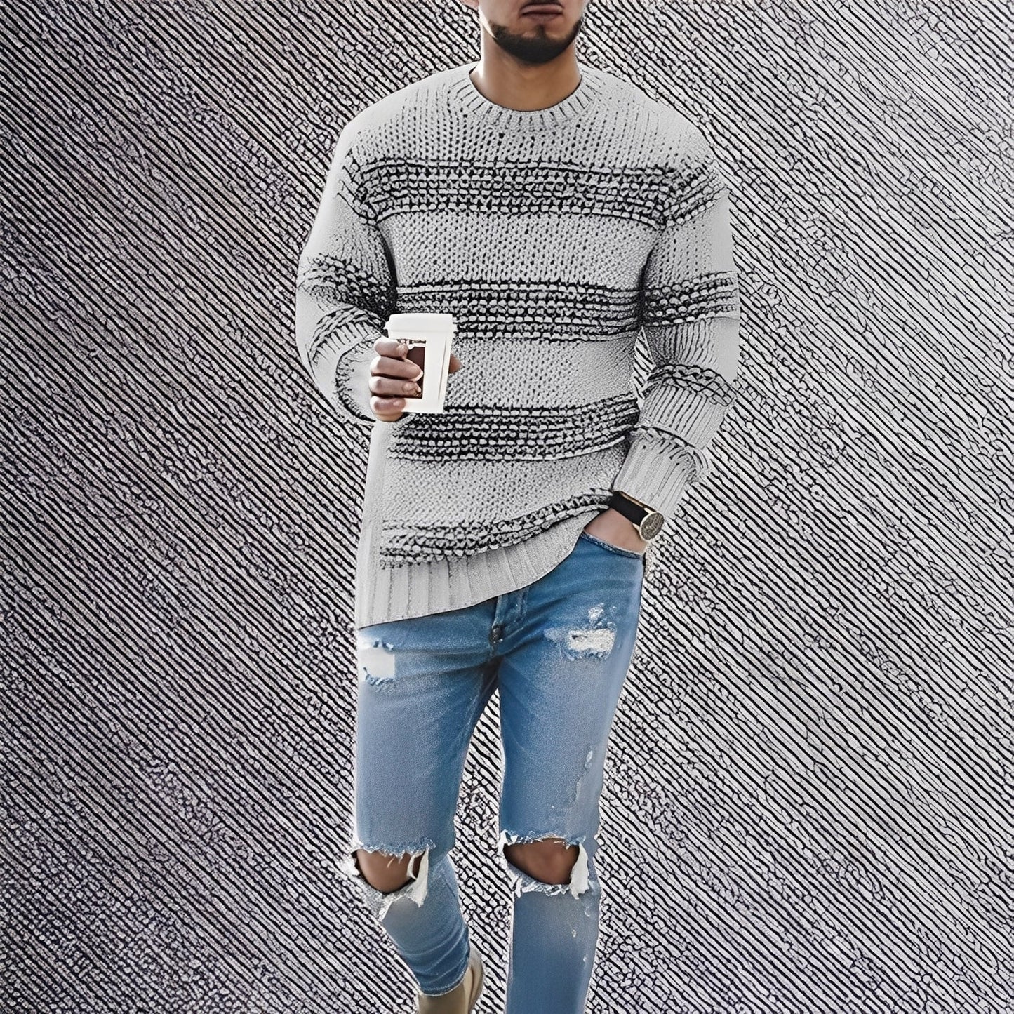 Kenzo - Pehmeät raitasvetari miehille