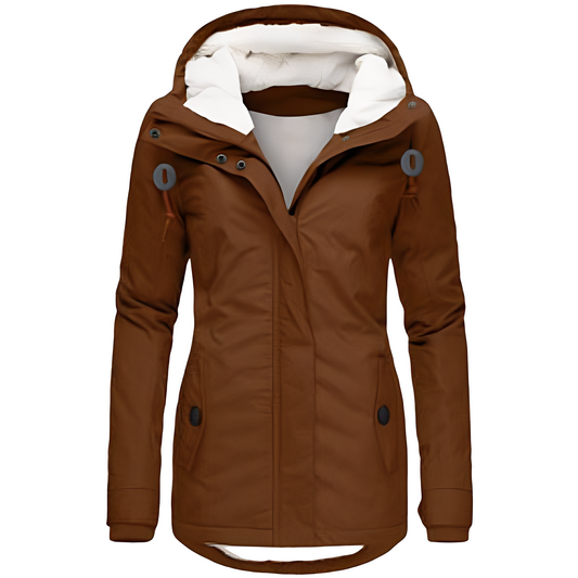 Valary - Vedenpitävä samettitakki hupulla naisille