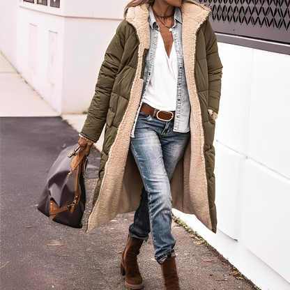 Nadège - Naisten pitkä toppatakki hupulla talvi