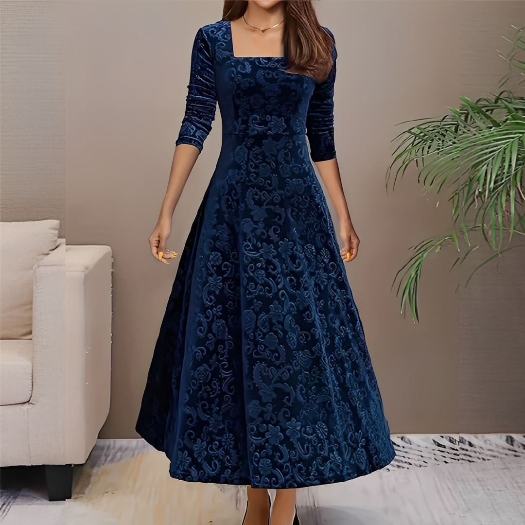 Malvina - Tyylikäs neliökauluksinen mekko naisille