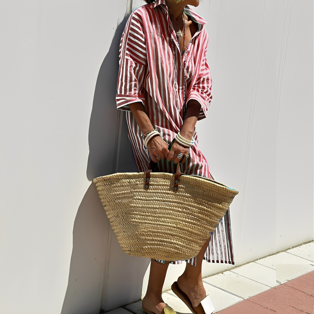 Paulette - Klassinen raidallinen paitamekko naisille