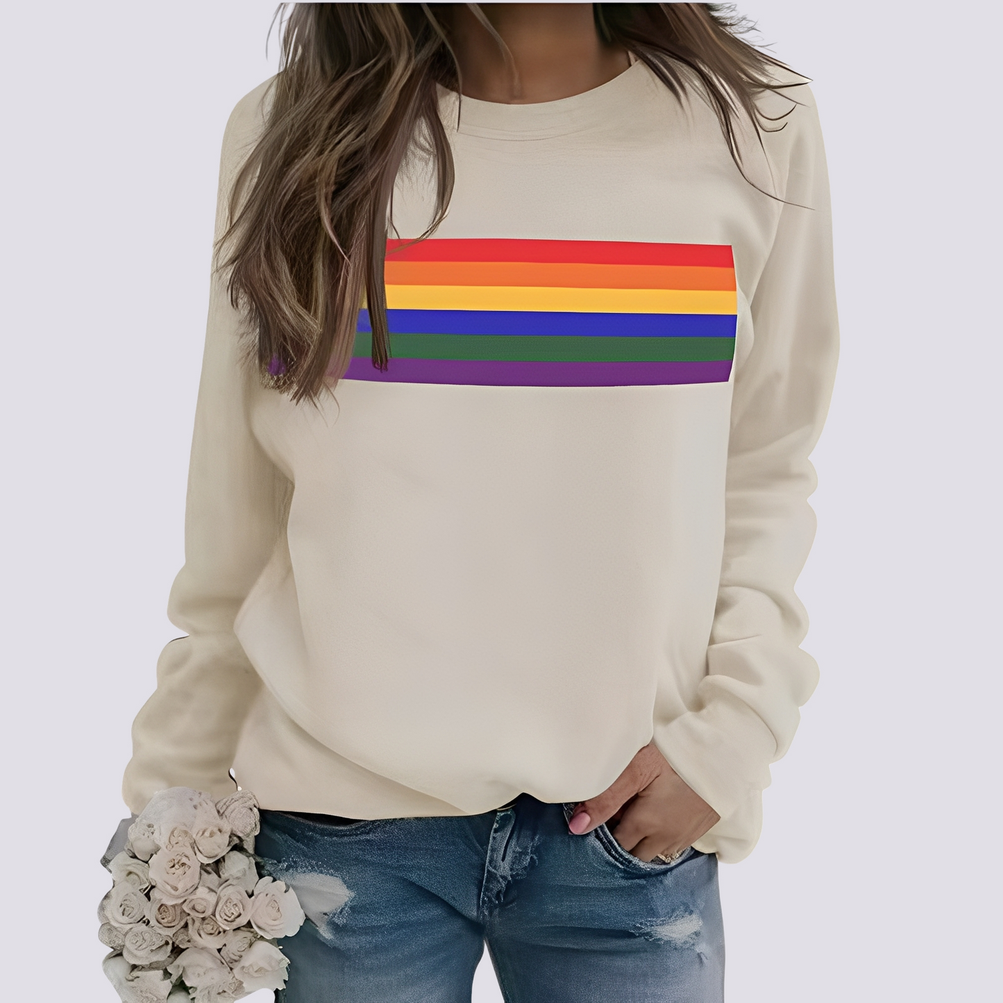 Roseann - Tyylikäs villapaita värikkäällä painatuksella naisille