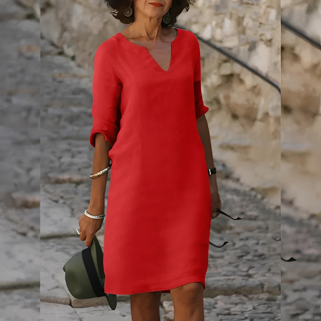 Guilaine - Elegantti V-kauluksinen mekko naisille