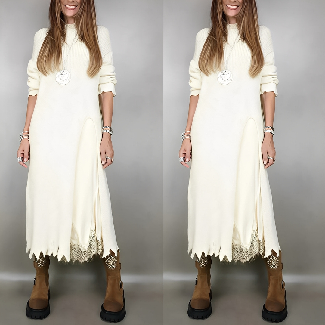 Fanny - Neulepusero ja tyylikäs mekko naisille määritä