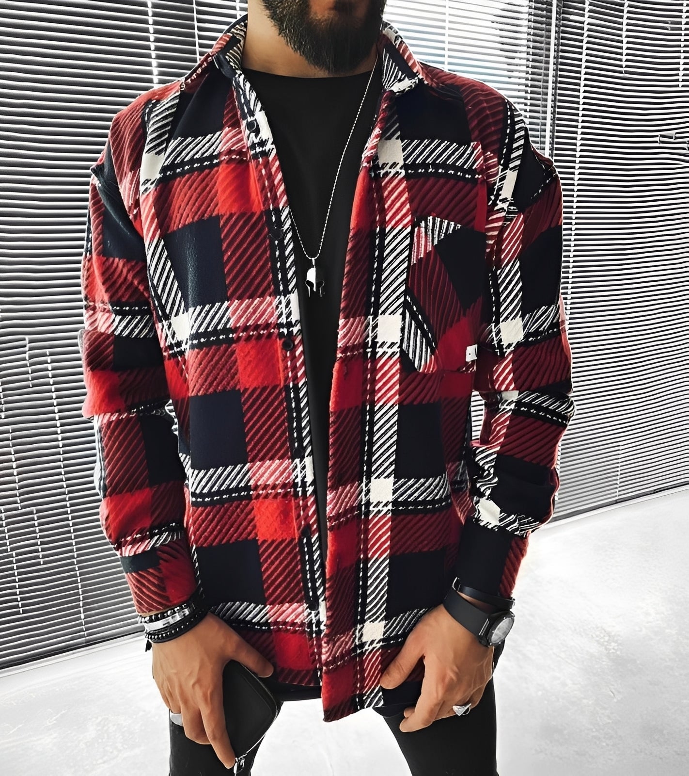 Eugene - Tyylikäs ruudullinen pitkähihainen paita miehille