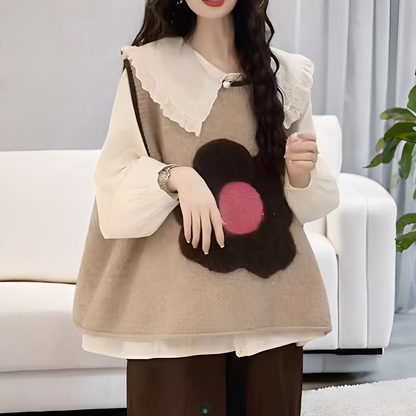 Lavina - Rento neuleliivi kukka-tilkkutakilla naisille