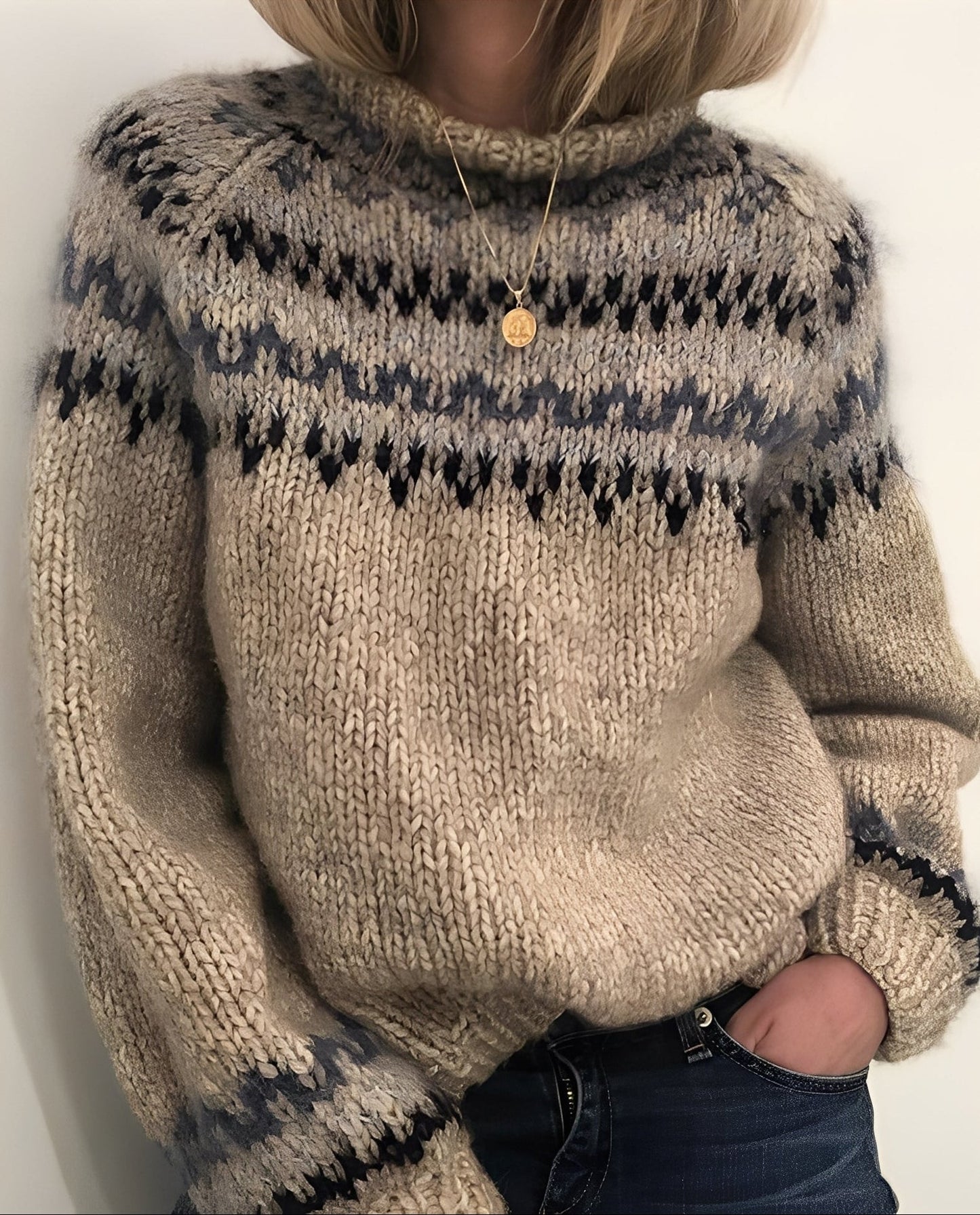 Macey - Karkea neulottu villapaita naisille