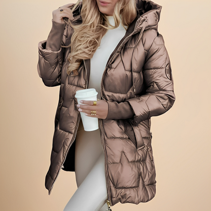 Angelie - Tyylikäs talvitakki hupulla naisille