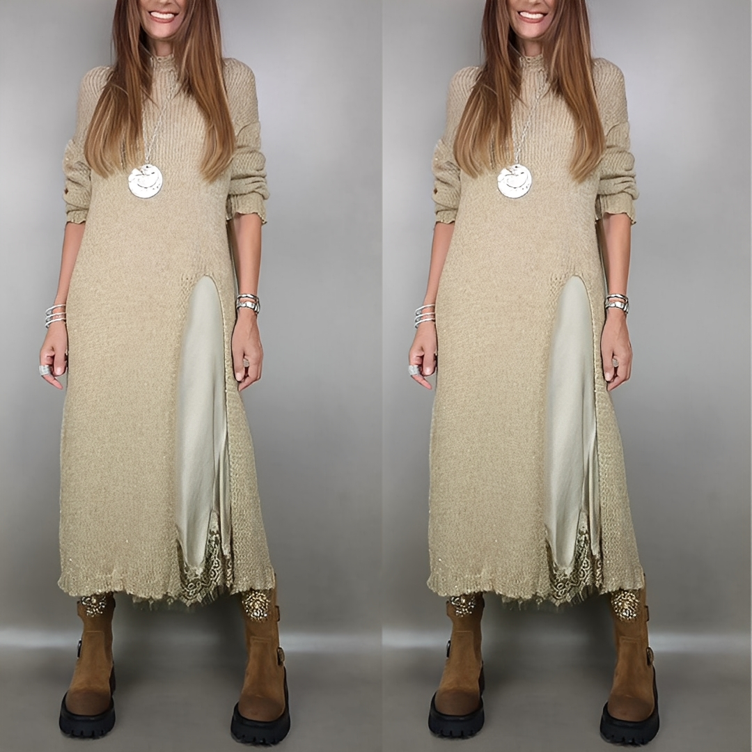 Fanny - Neulepusero ja tyylikäs mekko naisille määritä