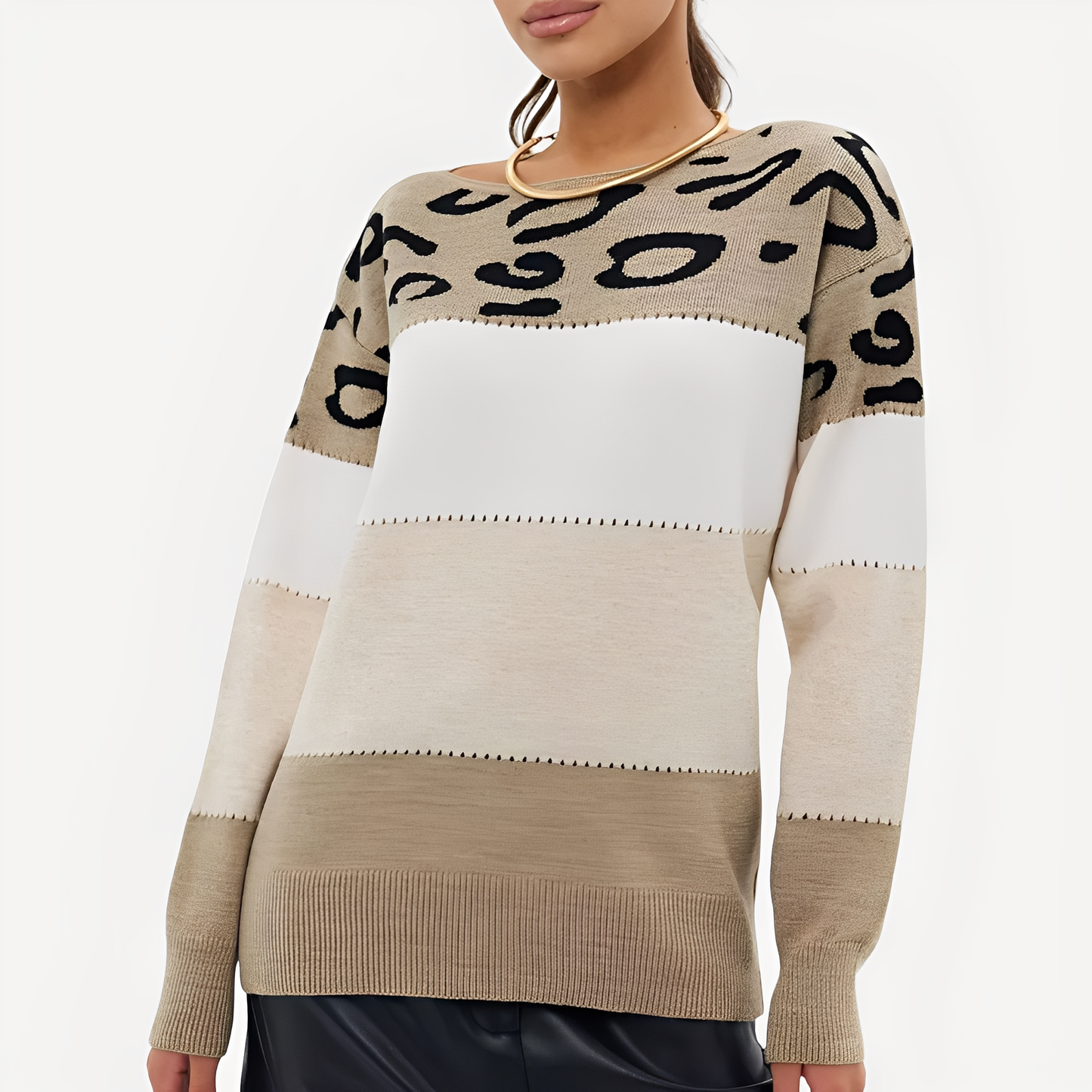 Anne - Tyylikäs neulepusero painatuksella naisille