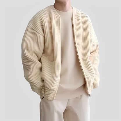 Willy - Vapaasti neulottu vetoketjullinen villatakki miehille