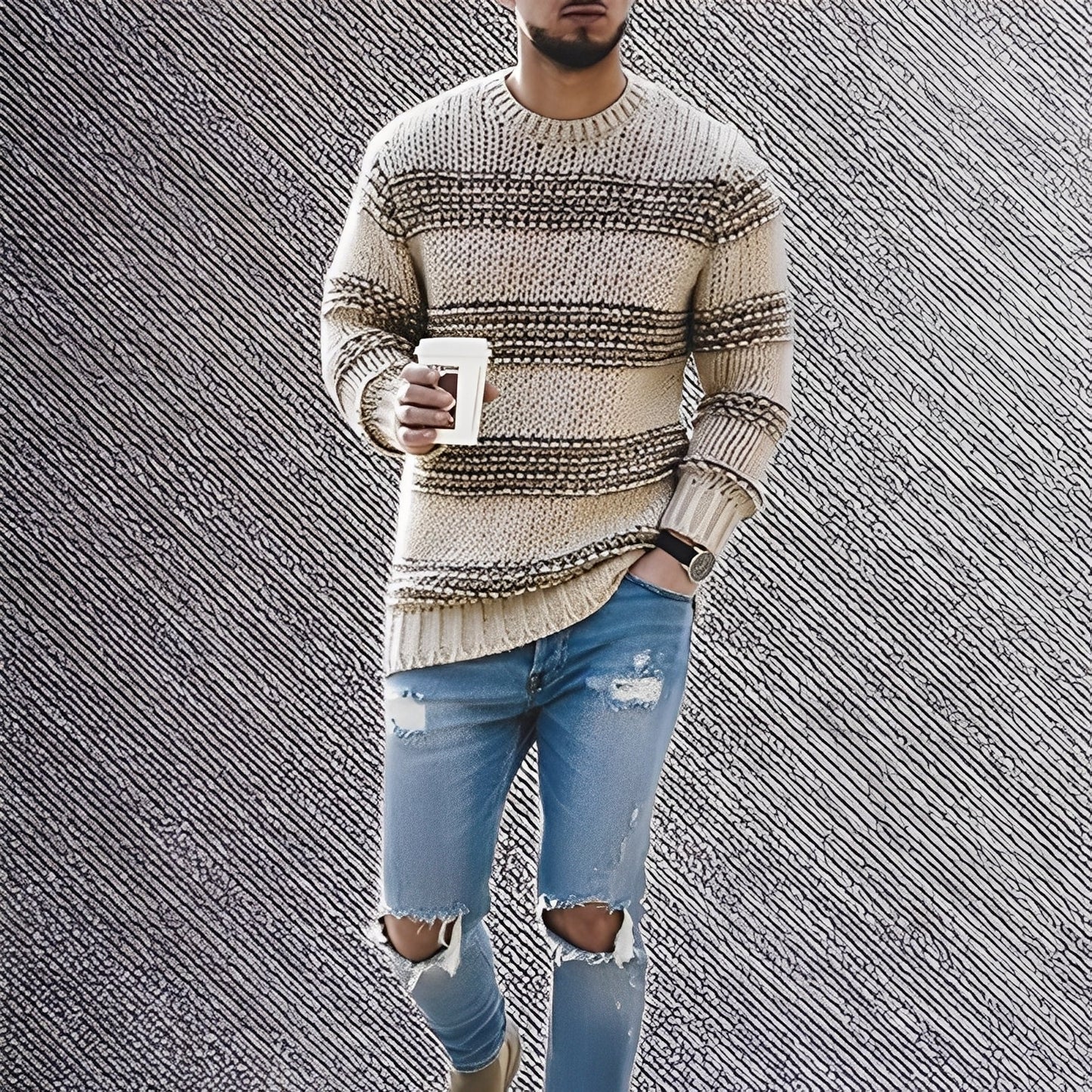 Kenzo - Pehmeät raitasvetari miehille