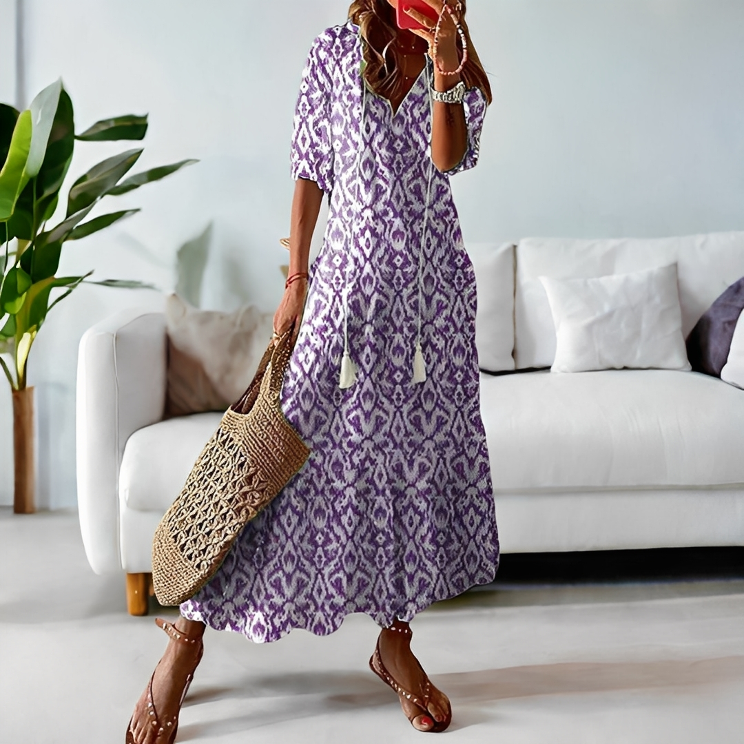 Alica - Rento V-kauluksinen vapaa-ajan mekko naisille