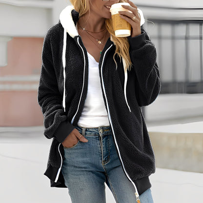 Rheanna - Lämmin fleecetakki hupulla naisille