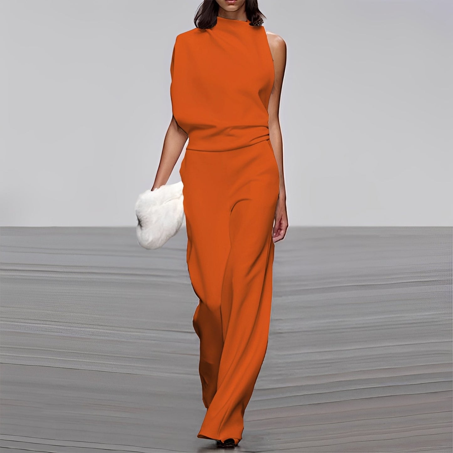 Lucie - Tyylikäs, glamourinen yhden olkapään haalarit naisille