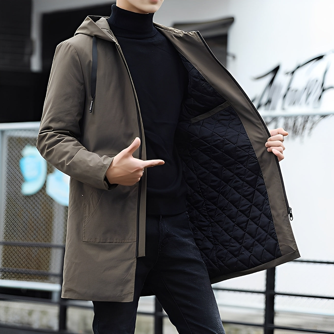 Derren - Rento, kevyt takki hupulla miehille