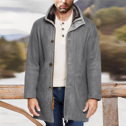 Eddie - Klassinen keskipitkä mokkanahkatakki miehille