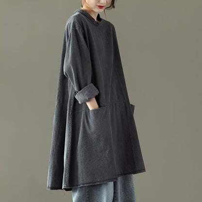 Valerie - Rento denim-maksimekko taskuilla naisille