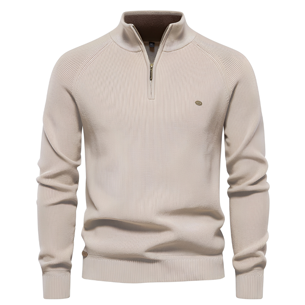 Brant - Tyylikäs villapaita neljännesvetoketjulla miehille