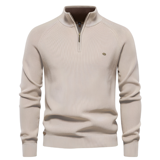 Brant - Tyylikäs villapaita neljännesvetoketjulla miehille