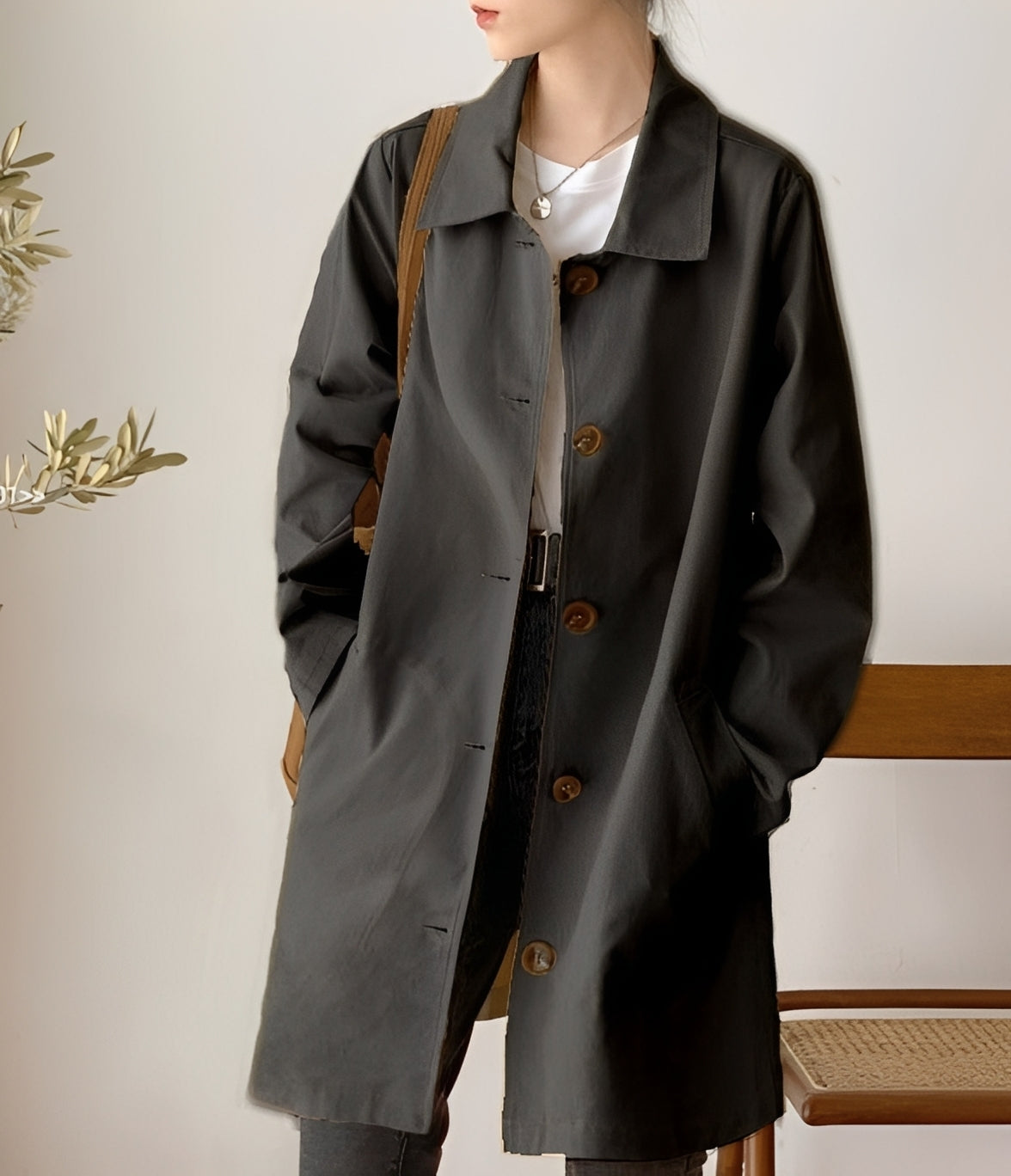 Rachael - Rento yksirivinen trenssi naisille