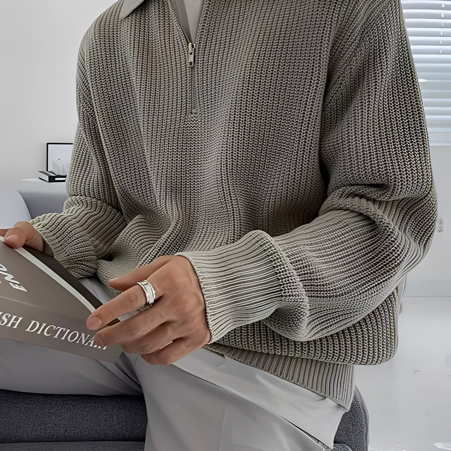 Jeffrey - Tyylikäs, vapaasti neulottu villapaita miehille