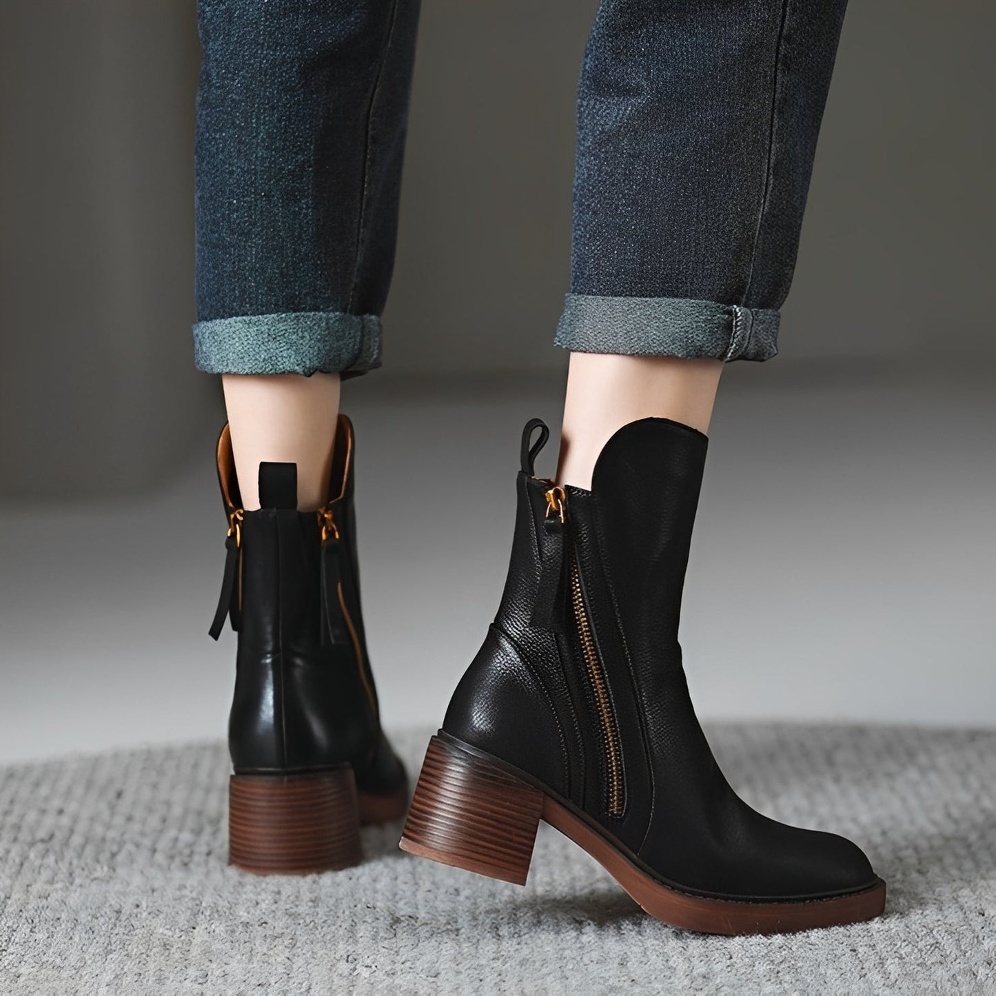 Connie - Tyylikkäät nilkkurit paksulla korolla naisille