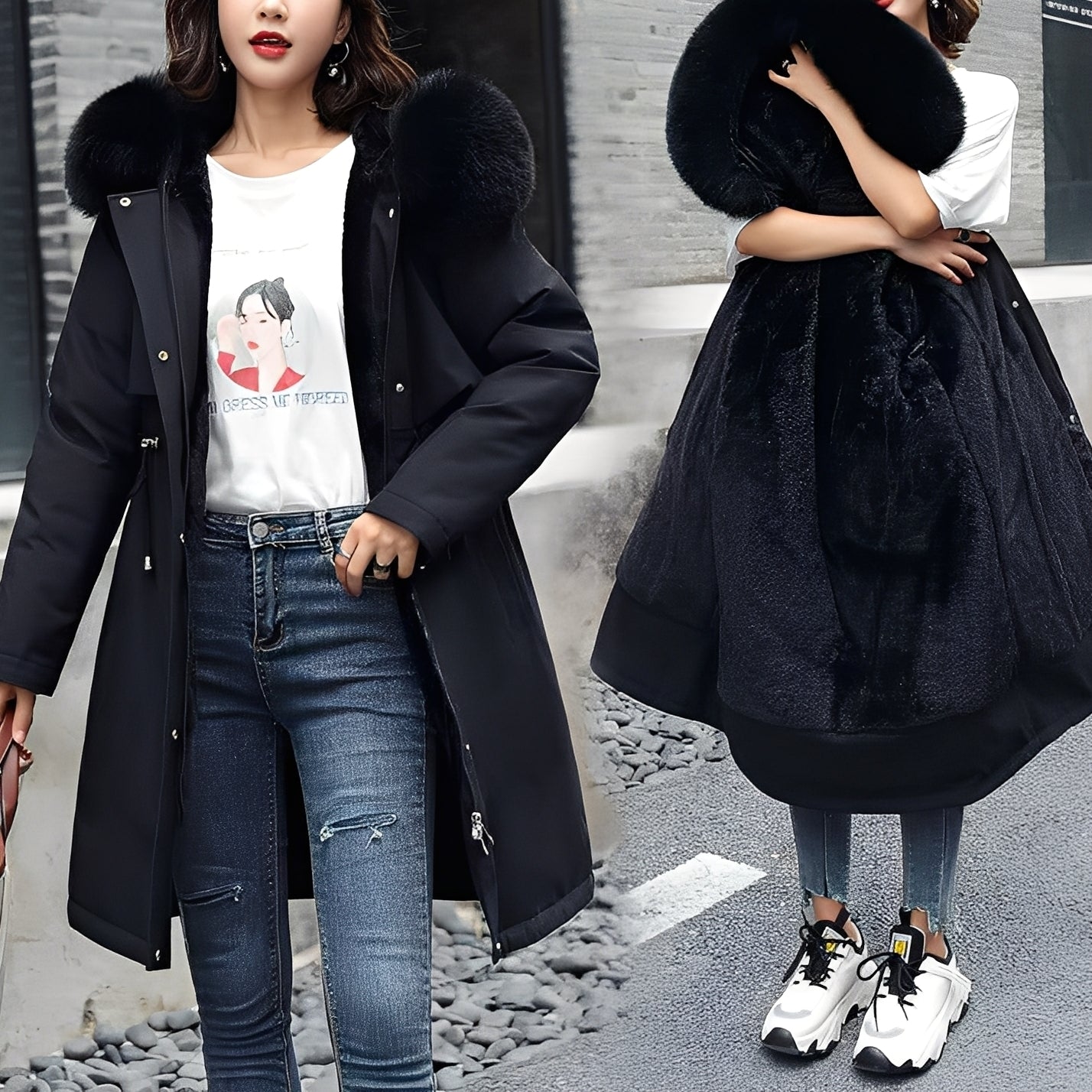 Evette - Tyylikäs, lämmin, toppatakki hupulla naisille