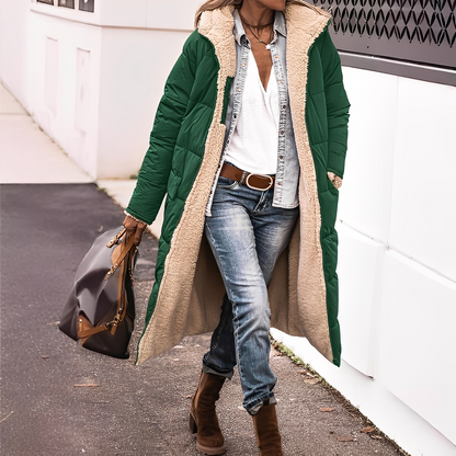 Nadège - Naisten pitkä toppatakki hupulla talvi