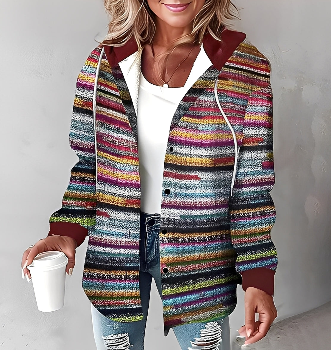 Éliette - Naisten talvinen ruudullinen hupparitakki