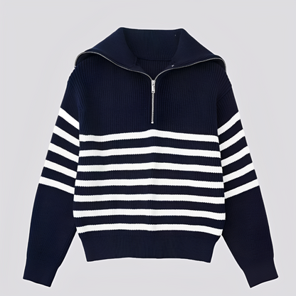 Christine - Tyylikäs raidallinen vetoketjullinen villapaita naisille