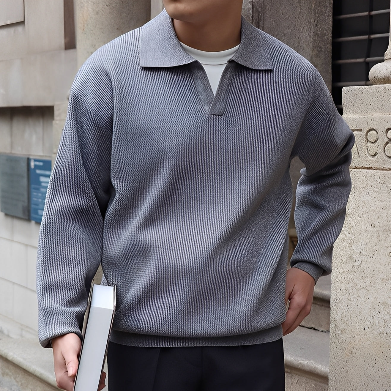 Ronald - Klassinen pitkähihainen pikeepaita miehille