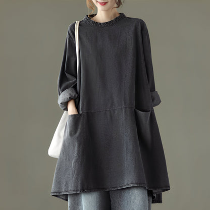Valerie - Rento denim-maksimekko taskuilla naisille