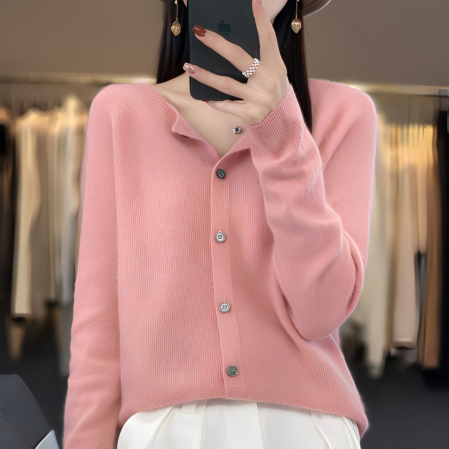 Haydée - Nappikiinnitteinen tyylikäs naisten villatakki