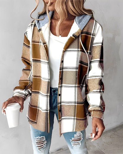 Éliette - Naisten talvinen ruudullinen hupparitakki