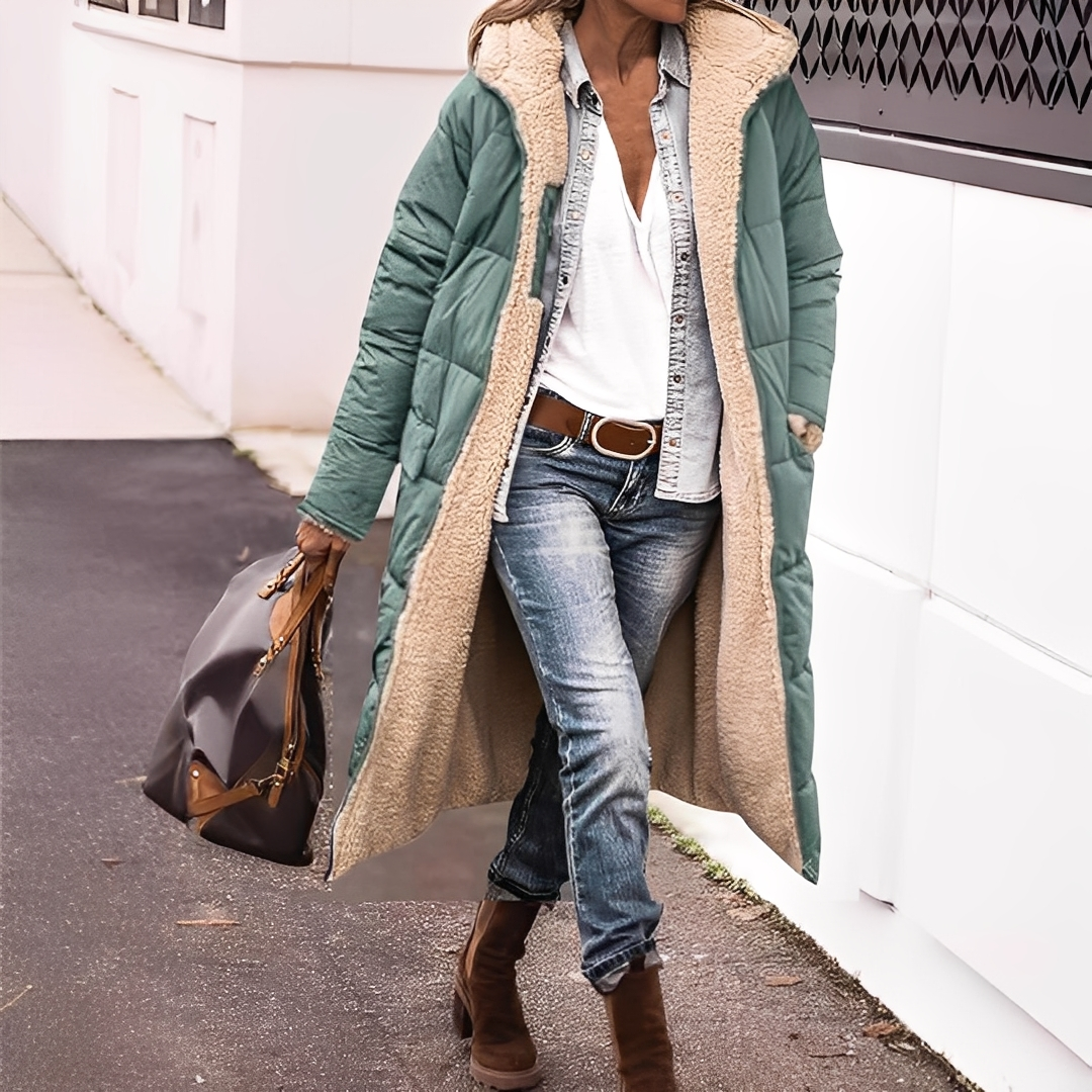 Nadège - Naisten pitkä toppatakki hupulla talvi