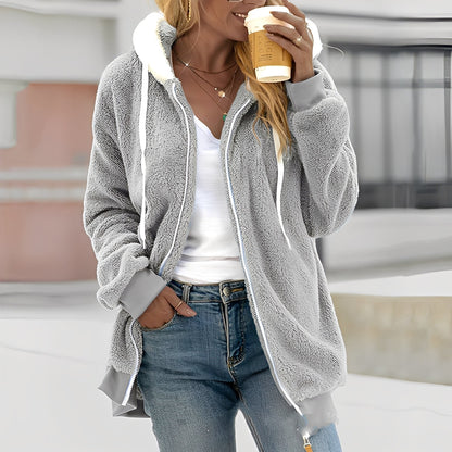 Rheanna - Lämmin fleecetakki hupulla naisille