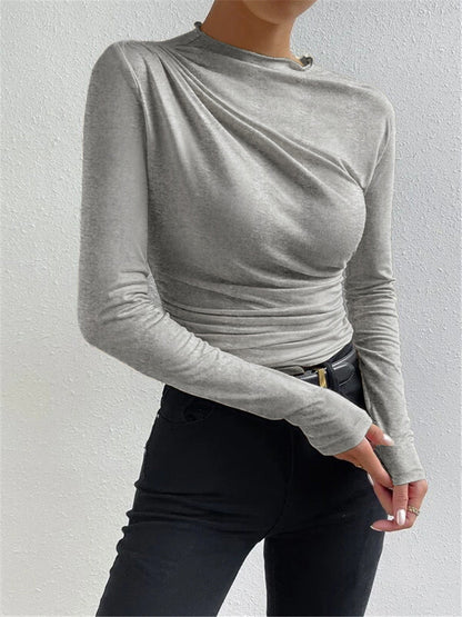 Livia – Pitkähiha shirt, jossa on poimutuksia