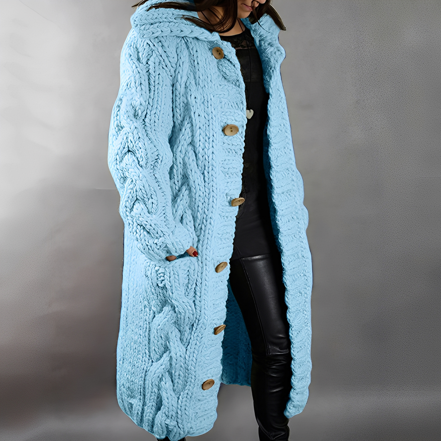 Arielle - Tyylikäs, rento istuva pitkä villatakki naisille