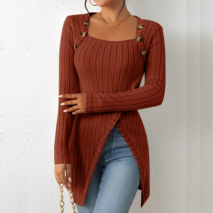 Alfreda - Neulottu paita napeilla naisille