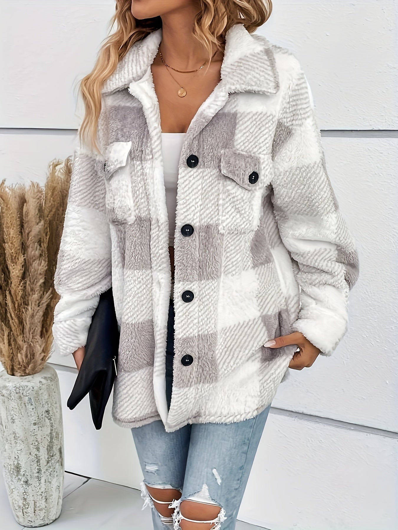 Julie - Lämmin fleece-takki ruutukuviolla naisille