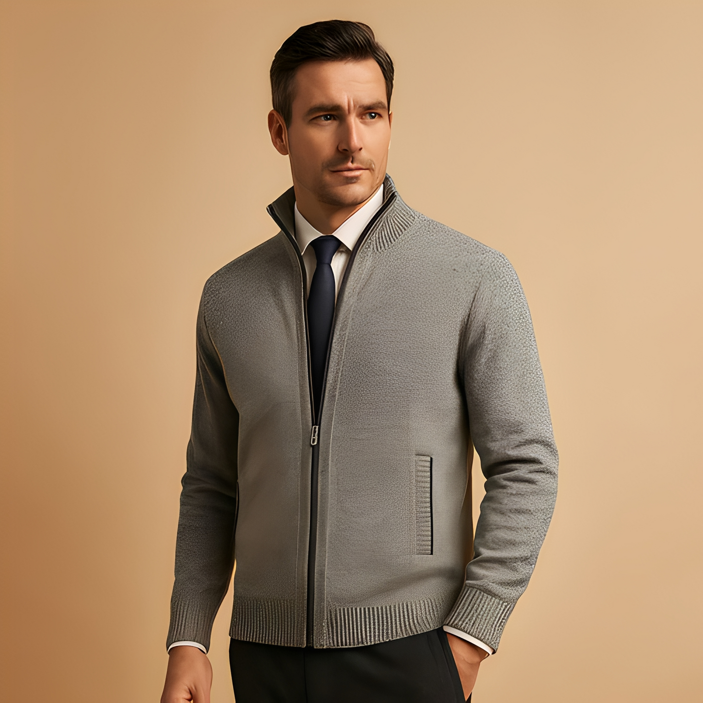 Armando - Rento vetoketjullinen villatakki miehille