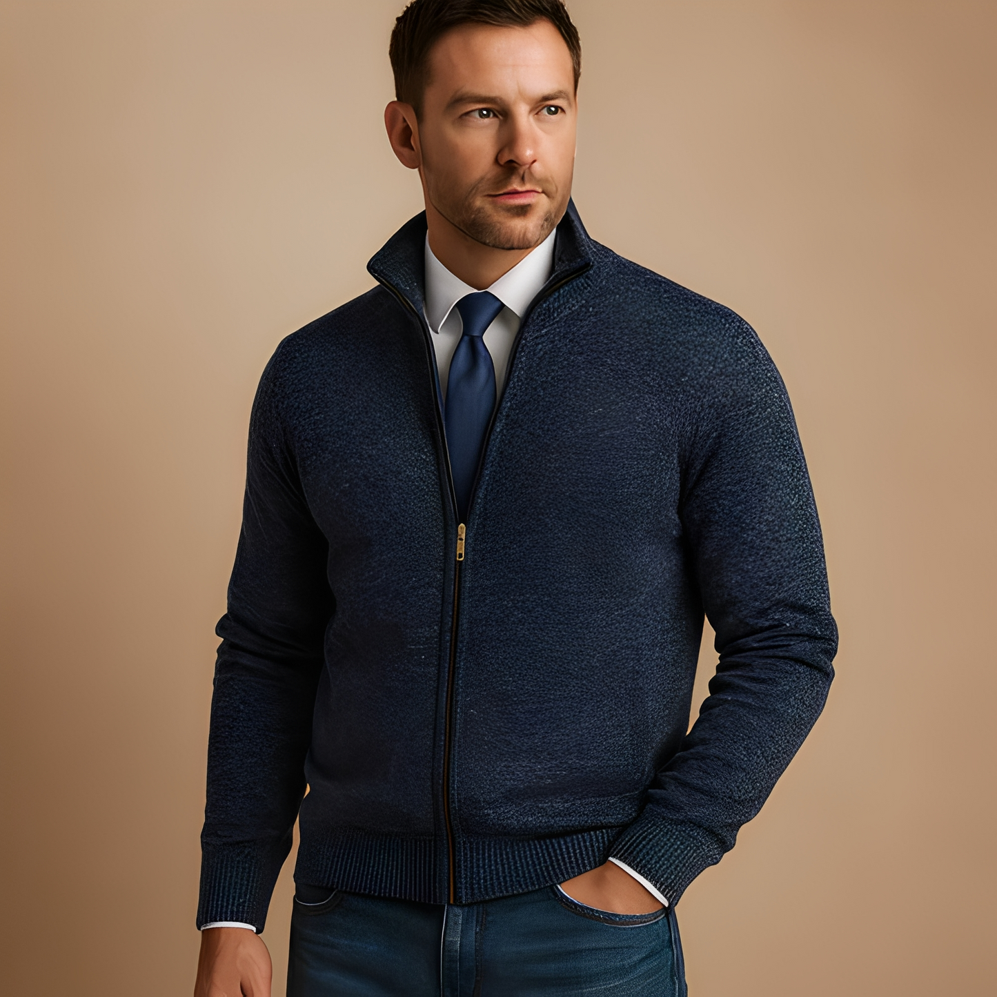 Armando - Rento vetoketjullinen villatakki miehille