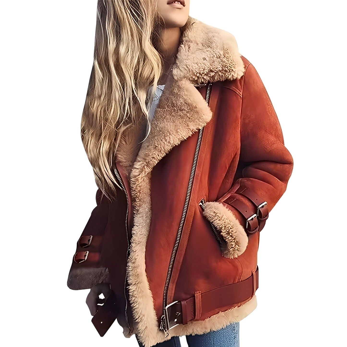 Jessie - Lämmin villainen biker-takki vetoketjulla naisille