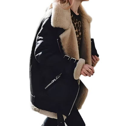 Jessie - Lämmin villainen biker-takki vetoketjulla naisille