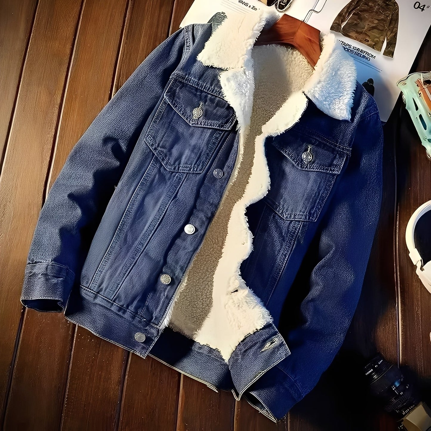 Robbie - Klassinen denim-fleece-takki miehille