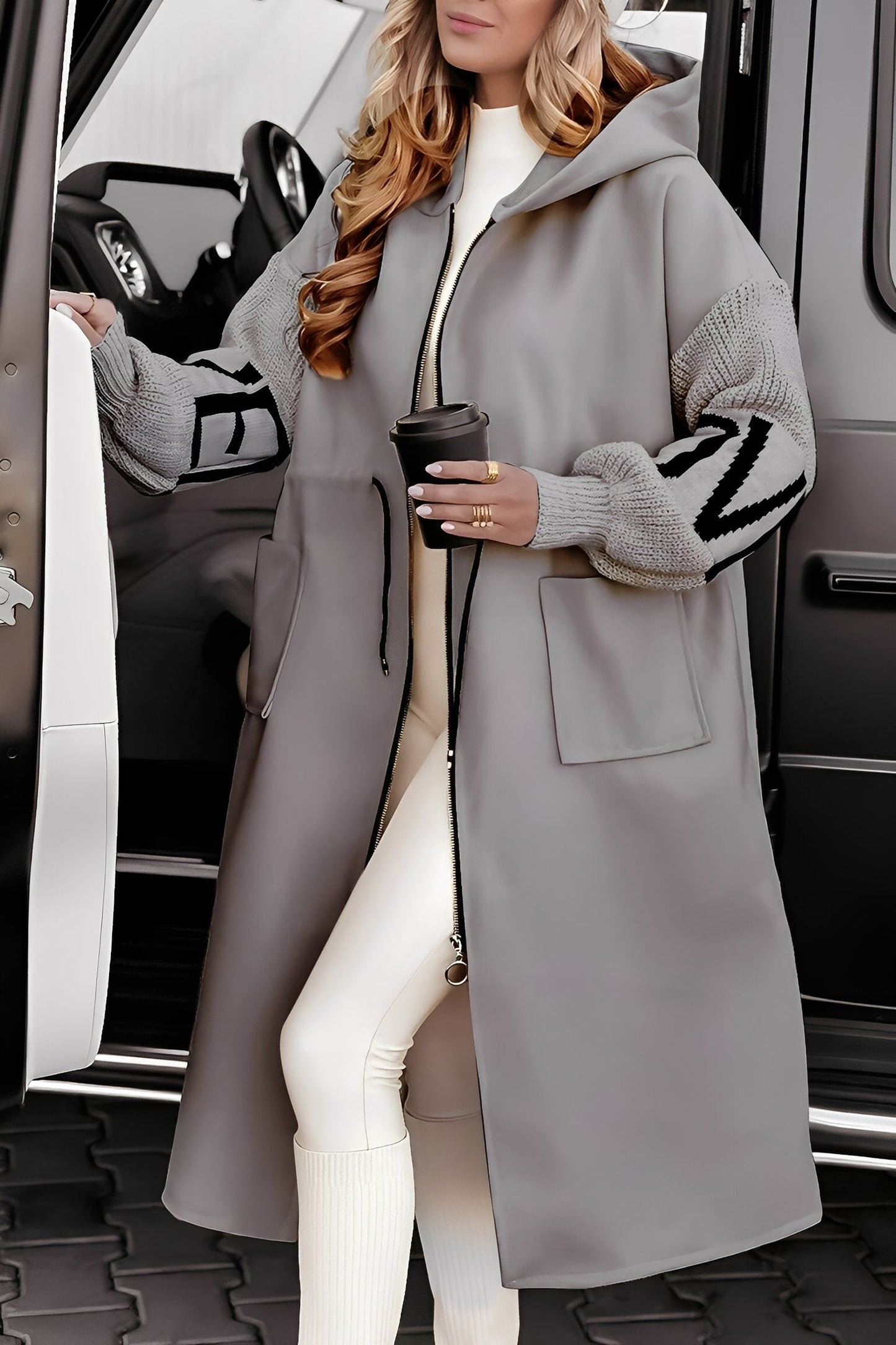 Eloise - Moderni pitkä takki hupulla naisille